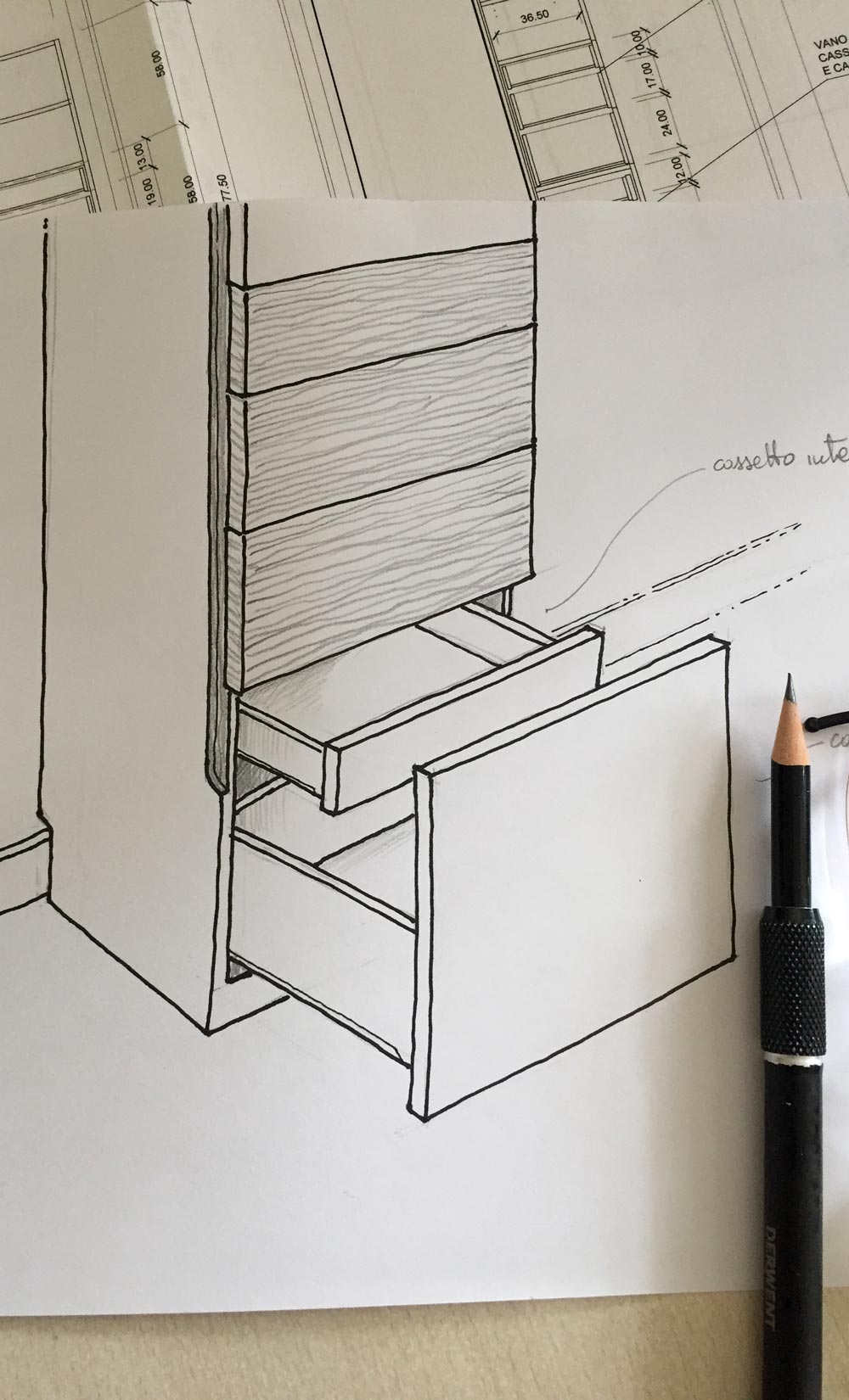 Disegno mobile ingresso su misura